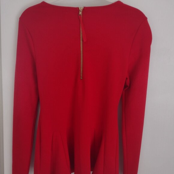 Catherine Malandrino Tomato Red Peplum Ponte Top - Picture 4 of 6
